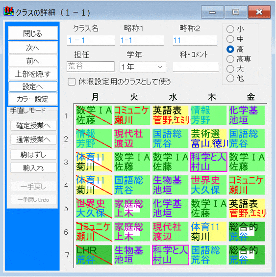 提案マスク：マスク結果　クラスの詳細